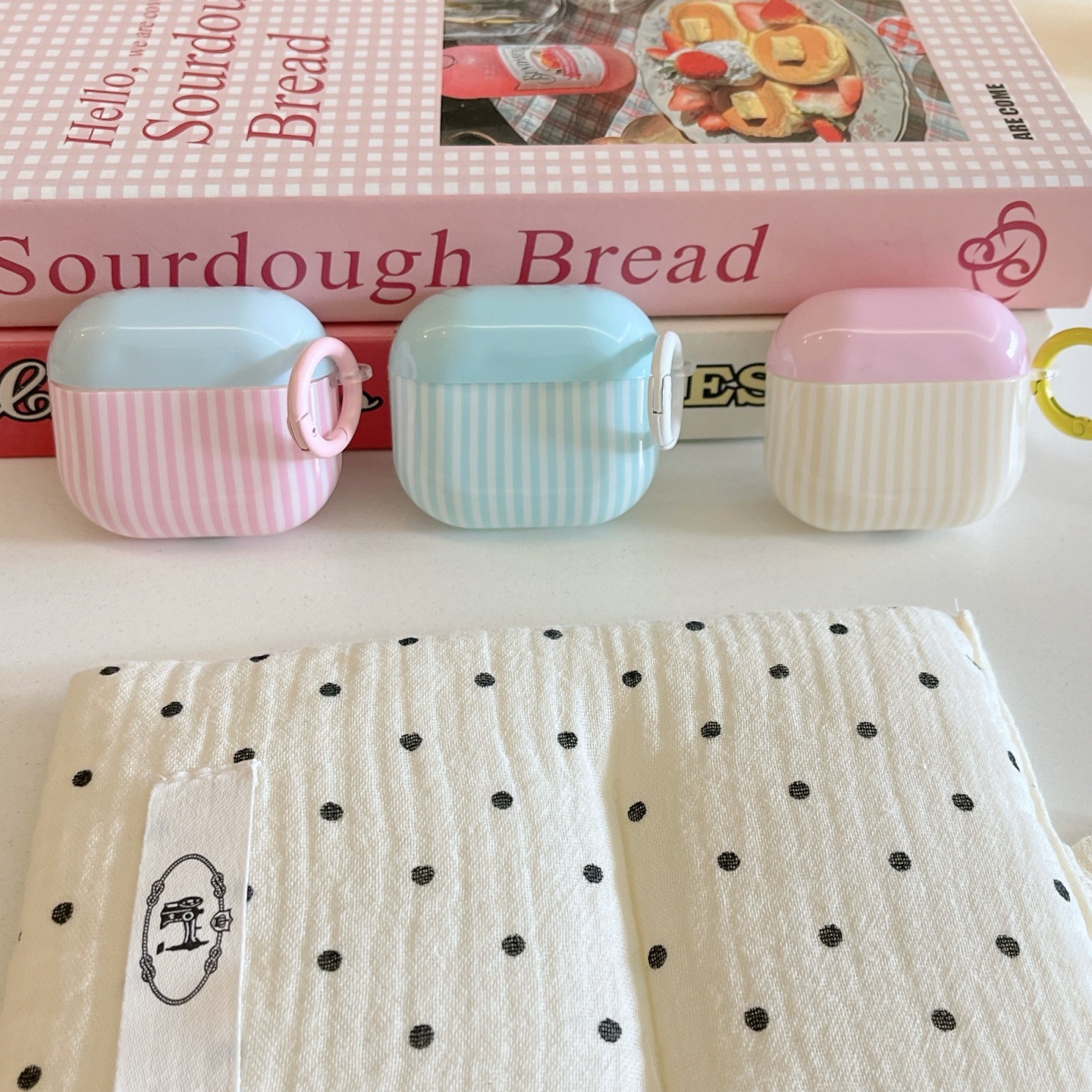 简约三色条纹适用AirPods4保护套苹果2/3代pro2耳机壳女卡通小清