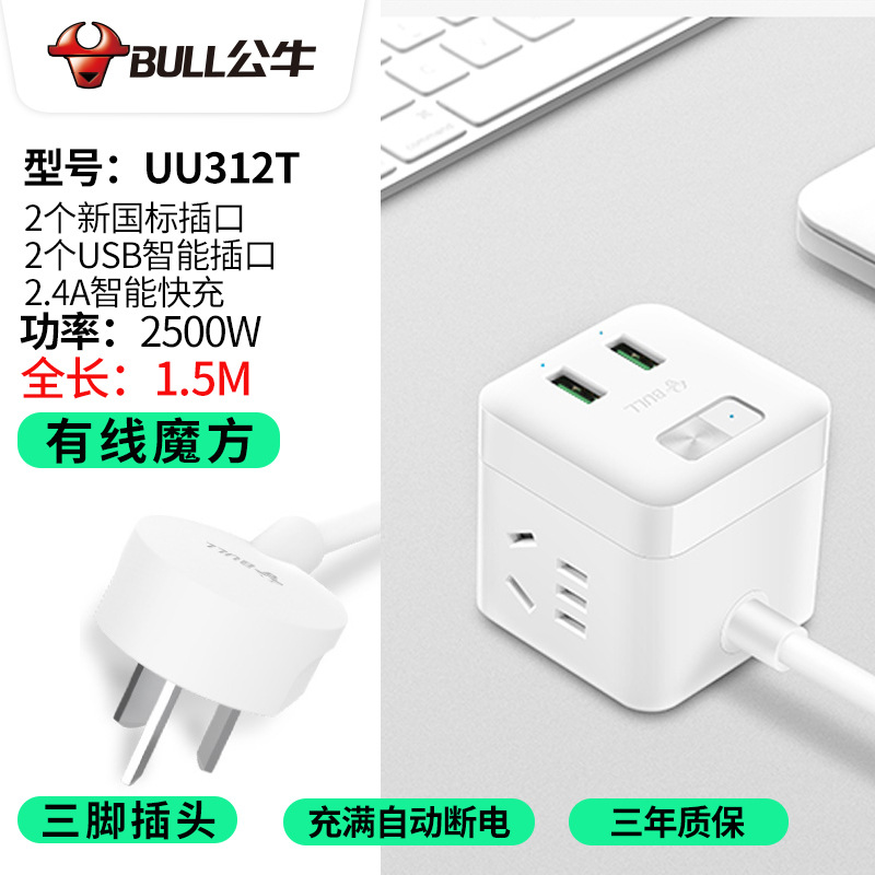Automatic power-off model 1.5 m White 2 plug-in 2USB GN-UU312T