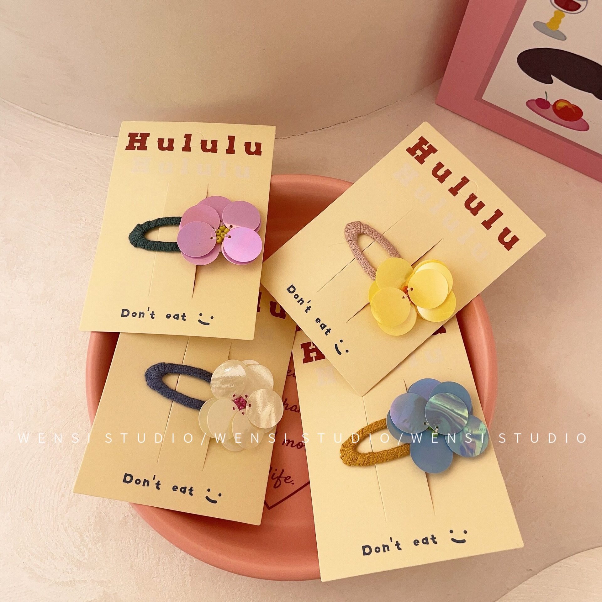 new korean style hand-stitched three-dimensional sequined flower children bb clip cute baby barrettes side clip bang clip cropped hair clip barrettes