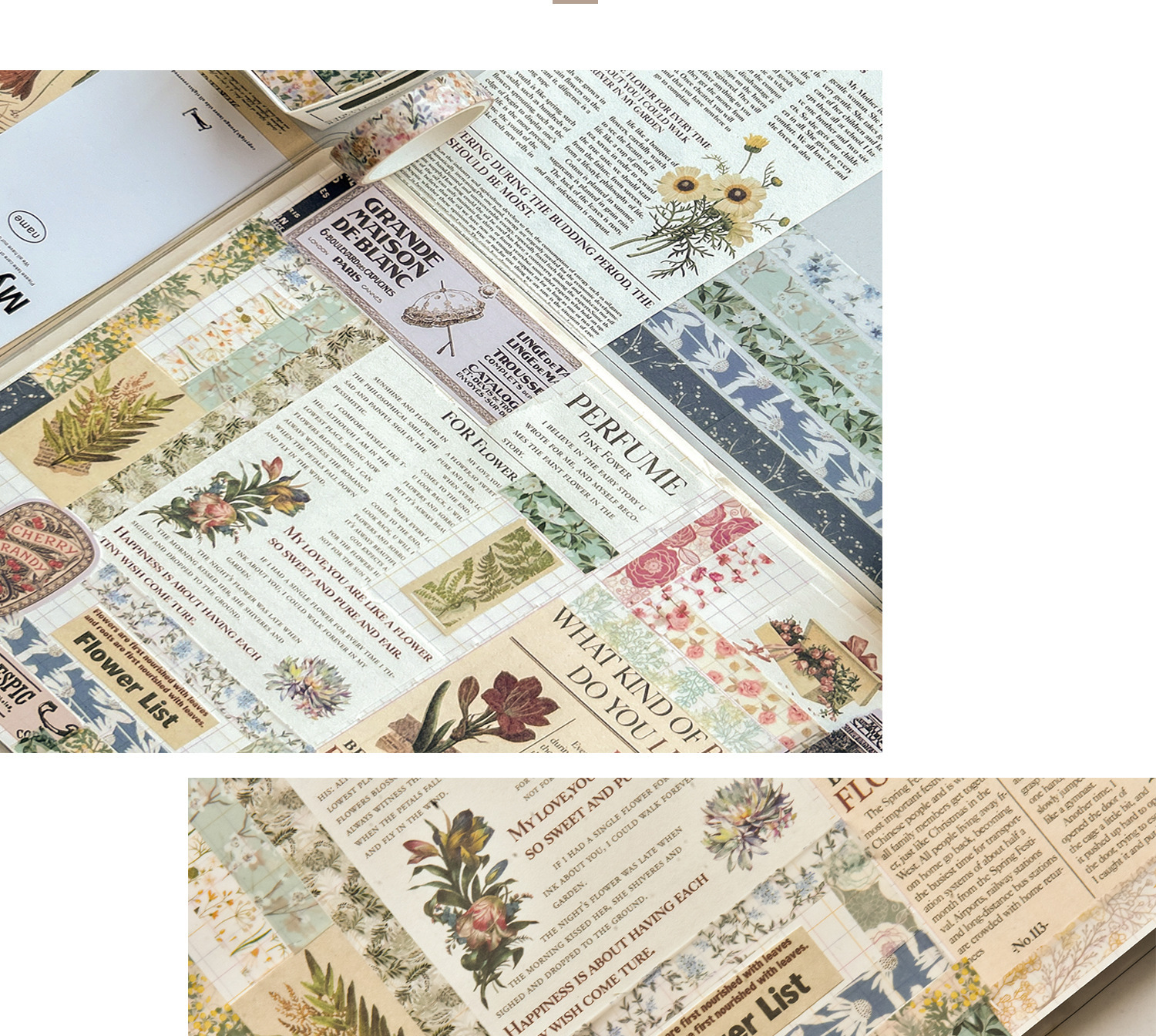 20g Weight Washi Tape Stationery Type 1 Set Quantity Learning, Daily Occasion Washi Material Flower Pattern Romantic, Pastoral Style 1 Set Flower Learning Daily Washi Romantic Pastoral Washi Tape 1