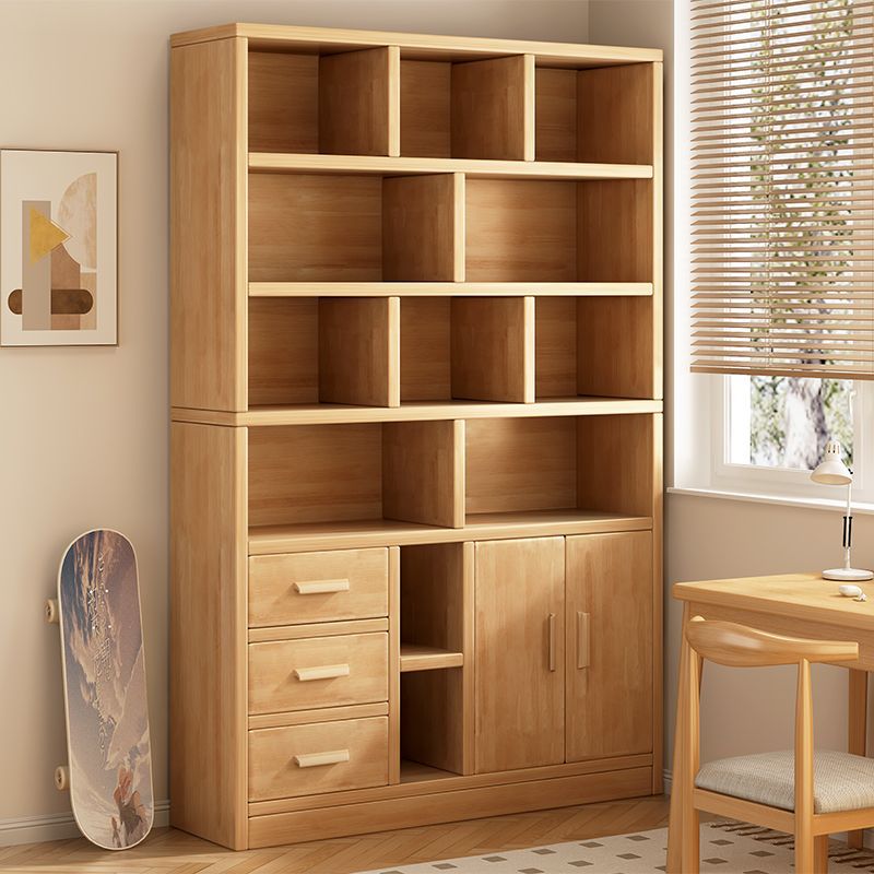 Solid Wood Bookcase Floor-Standing Storage Rack Home Living Room Cabinet Multi-Layer Storage Cabinet Office File Cabinet Student Bookshelf