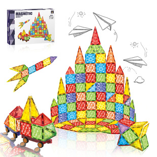 Cross-Border Color Window Large Magnetic Piece Diamond Surface Light and Shadow Strong Suction Assembly Science and Education Educational Magnetic Building Blocks Children's Toys