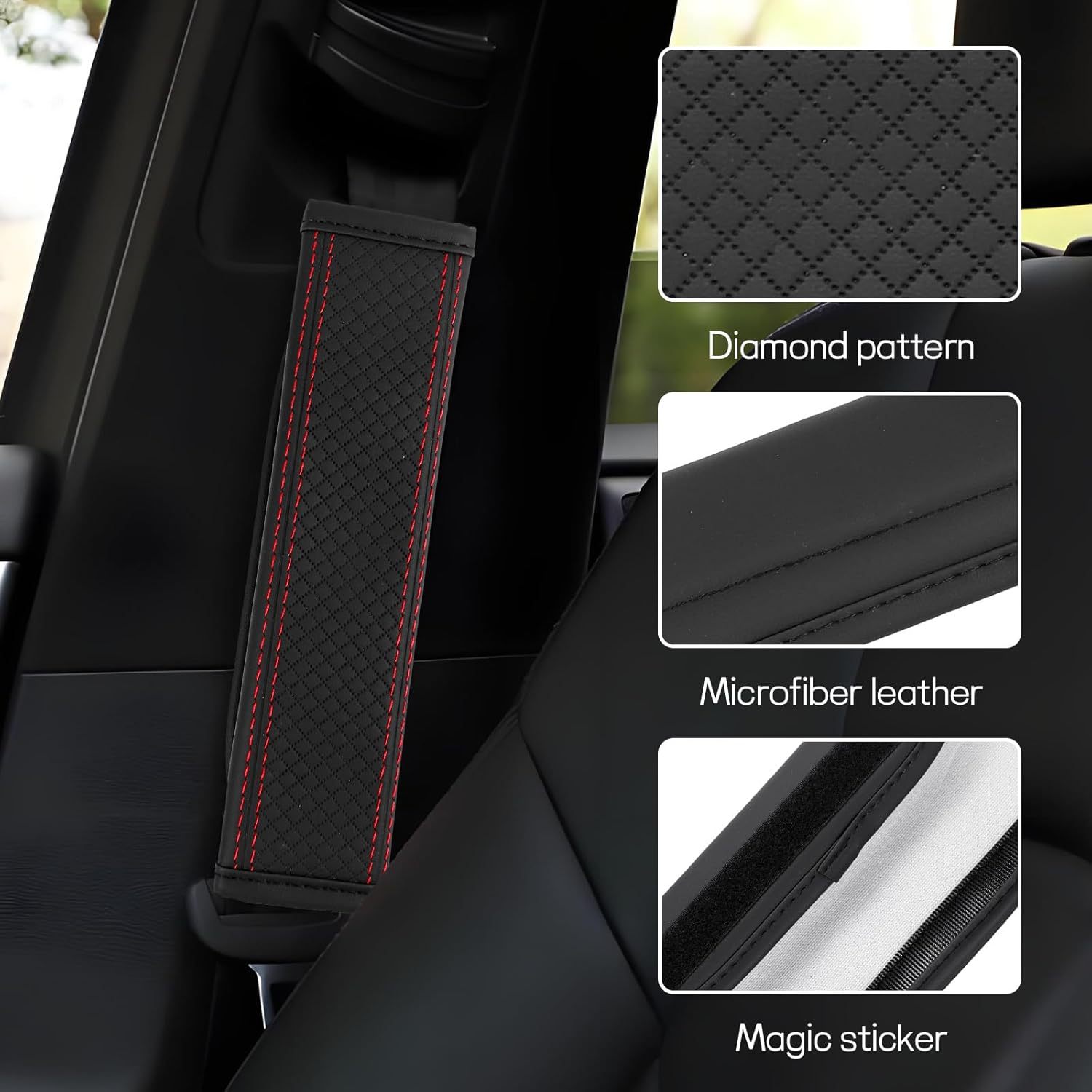 Popular Amazon seatbelt shoulder pad, carbon fiber shoulder protector, breathable leather, soft and safe, wholesale