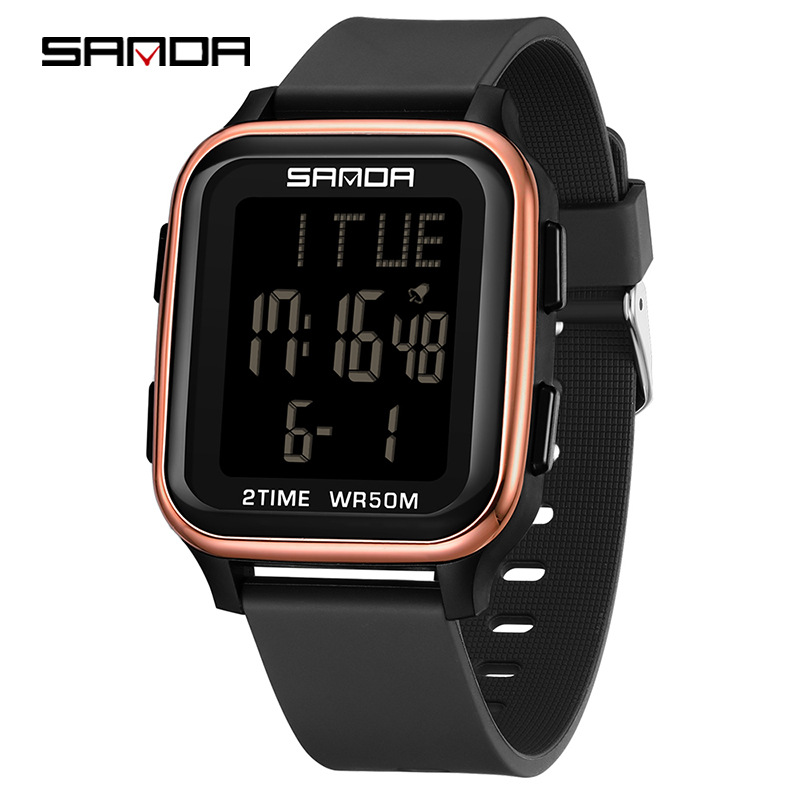 Sanda reloj electrónico de moda de estudiantes de secundaria secundaria, reloj multifuncional, reloj despertador, reloj electrónico de pantalla única
