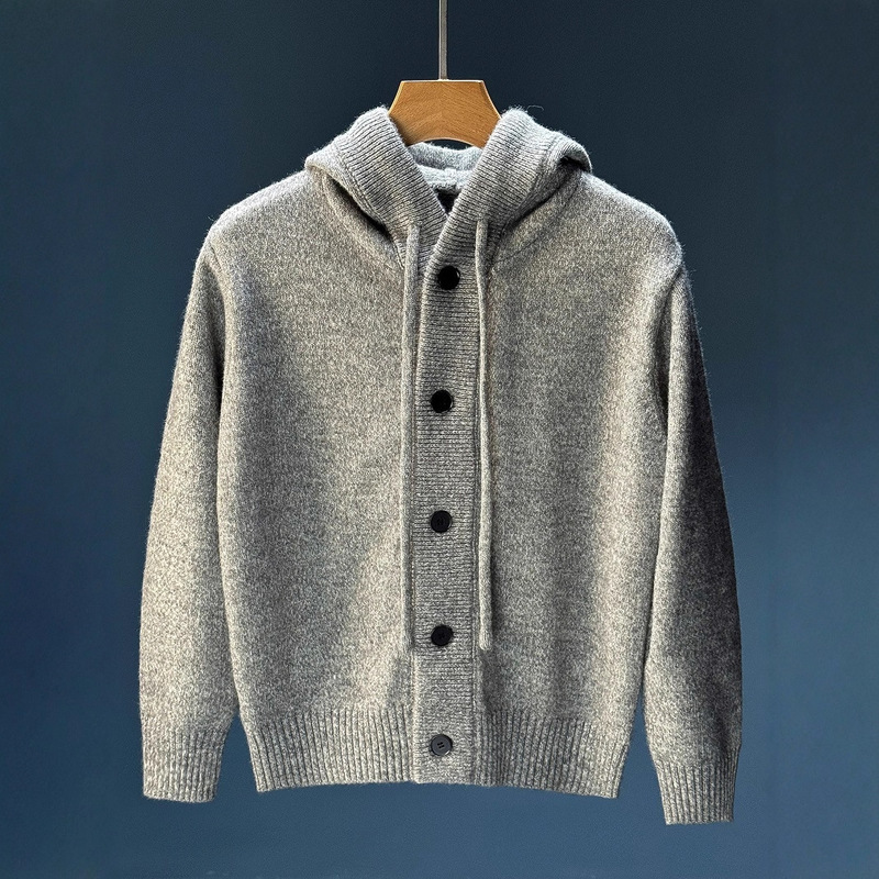2025 New Autumn and Winter Super Nice Hooded Sweater Men's Knitted Cardigan Jacket Trendy Brand Lazy Casual Loose Top