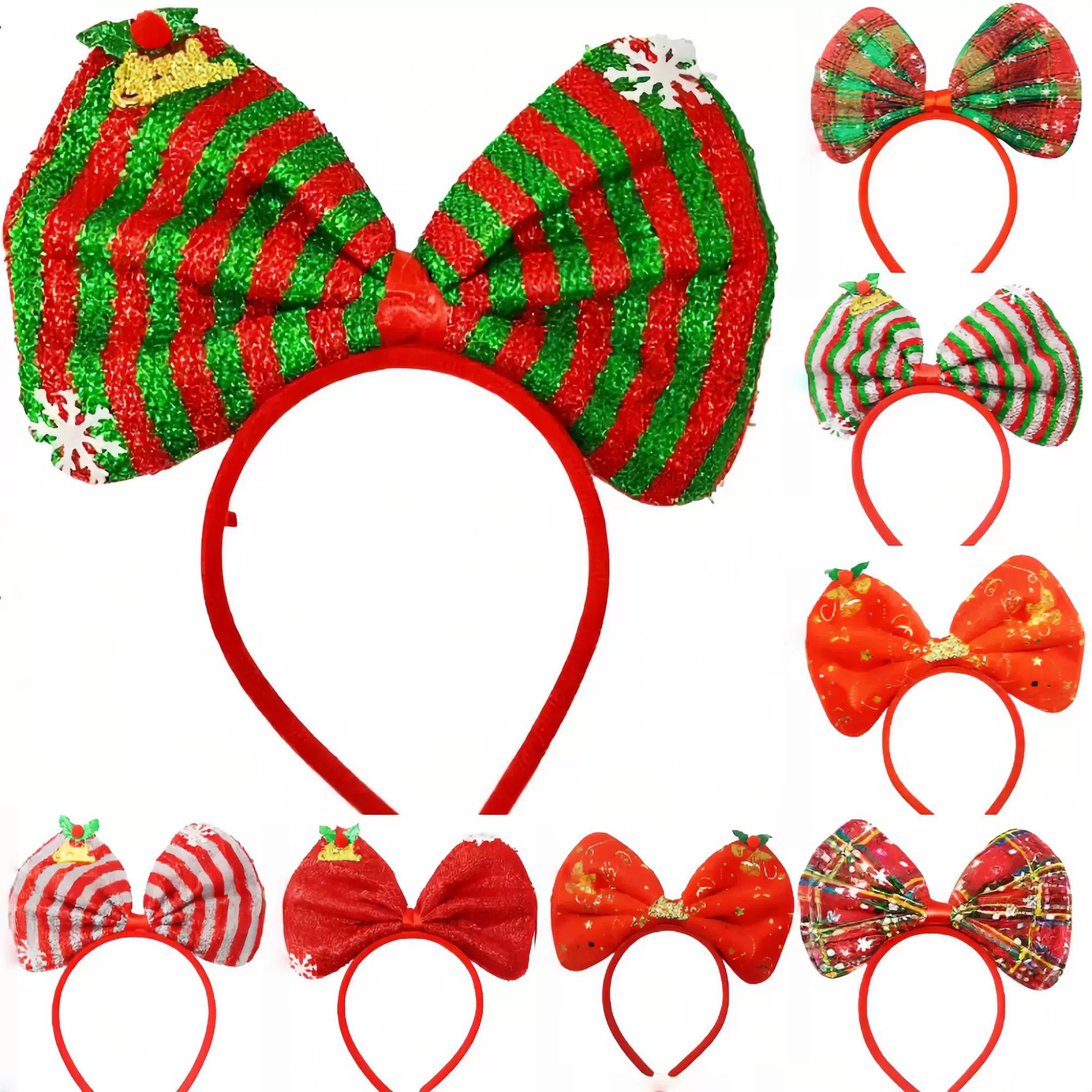 跨境工厂现货新款蝴蝶结头箍圣诞蝴蝶结头饰节日装饰道具搞怪节庆