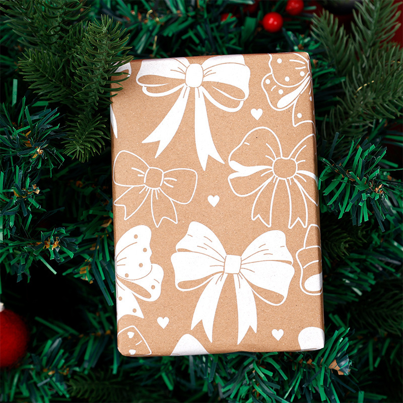 Explosiones transfronterizas de papel de embalaje de regalos de Navidad blanco 3m 10m papel de regalo de gran tamaño enrollado papel de papel retro kraft