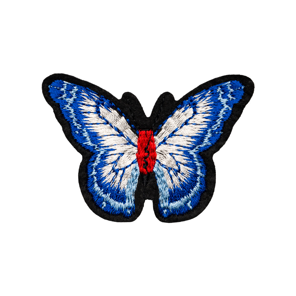 Pegatinas de tela de bordado de mariposa de color, sin costura, bordado por computadora, accesorios de ropa de bricolaje, pegatinas decorativas, pegatinas de parche, personalización al por mayor