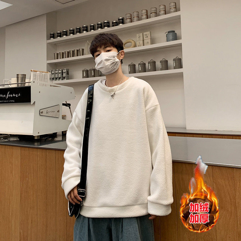 港风ins羊羔毛卫衣男女潮流百搭宽松上衣2025秋冬摇粒绒情侣外套