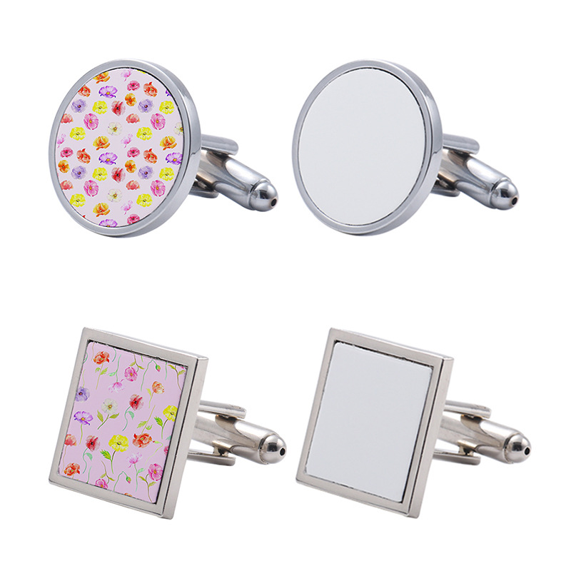 Transfronterizo TEMU en blanco material de transferencia térmica redondo cuadrado botón de metal pieza de botón de vestido pequeño regalo funcional