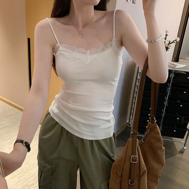 Special Wholesale Retro Gray Lace Edge Splicing Sleeveless Camisole Feminine Summer New Sexy Hot Girl Top Special Wholesale Retro Gray Lace Edge Splicing Sleeveless Camisole Feminine Summer New Sexy Hot Girl Top