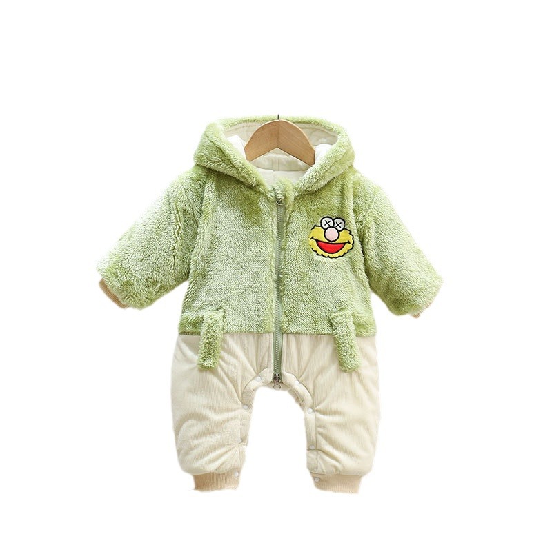 Mono engrosado forrado de lana de invierno recién nacido mono masculino y femenino bebé forma de dibujos animados mameluco infantil mameluco de excursión