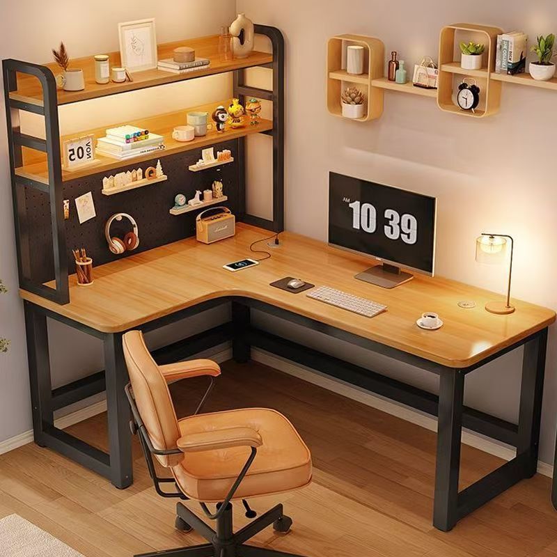 Corner desk, solid wood desktop, modern solid wood computer desk, home use solid wood Nordic office gaming work student desk
