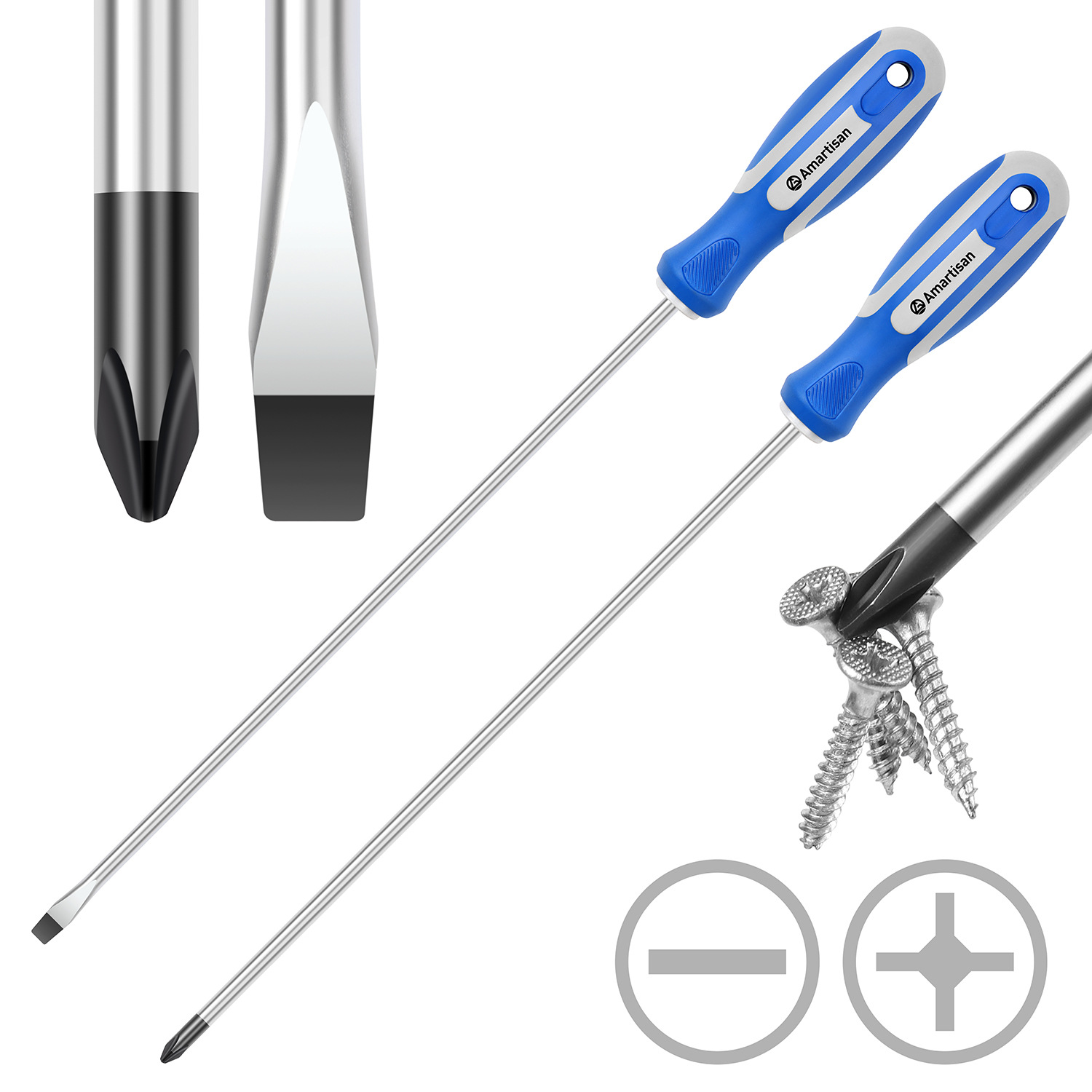 2 piezas de conjunto de destornillador, una cruz, herramienta de reparación multifuncional, mango de goma compuesto, una pieza de venta