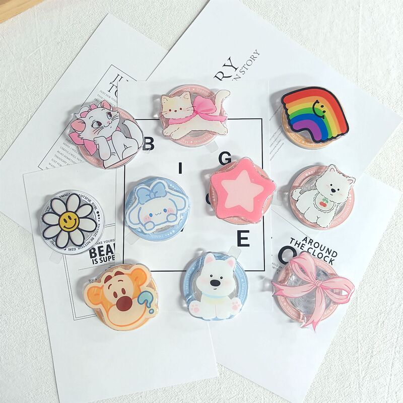 Cartoon Western Dog Small New Cat Magnetic Bracket Retractable Airbag Bracket MAGsafe Super Adsorption Force for Women