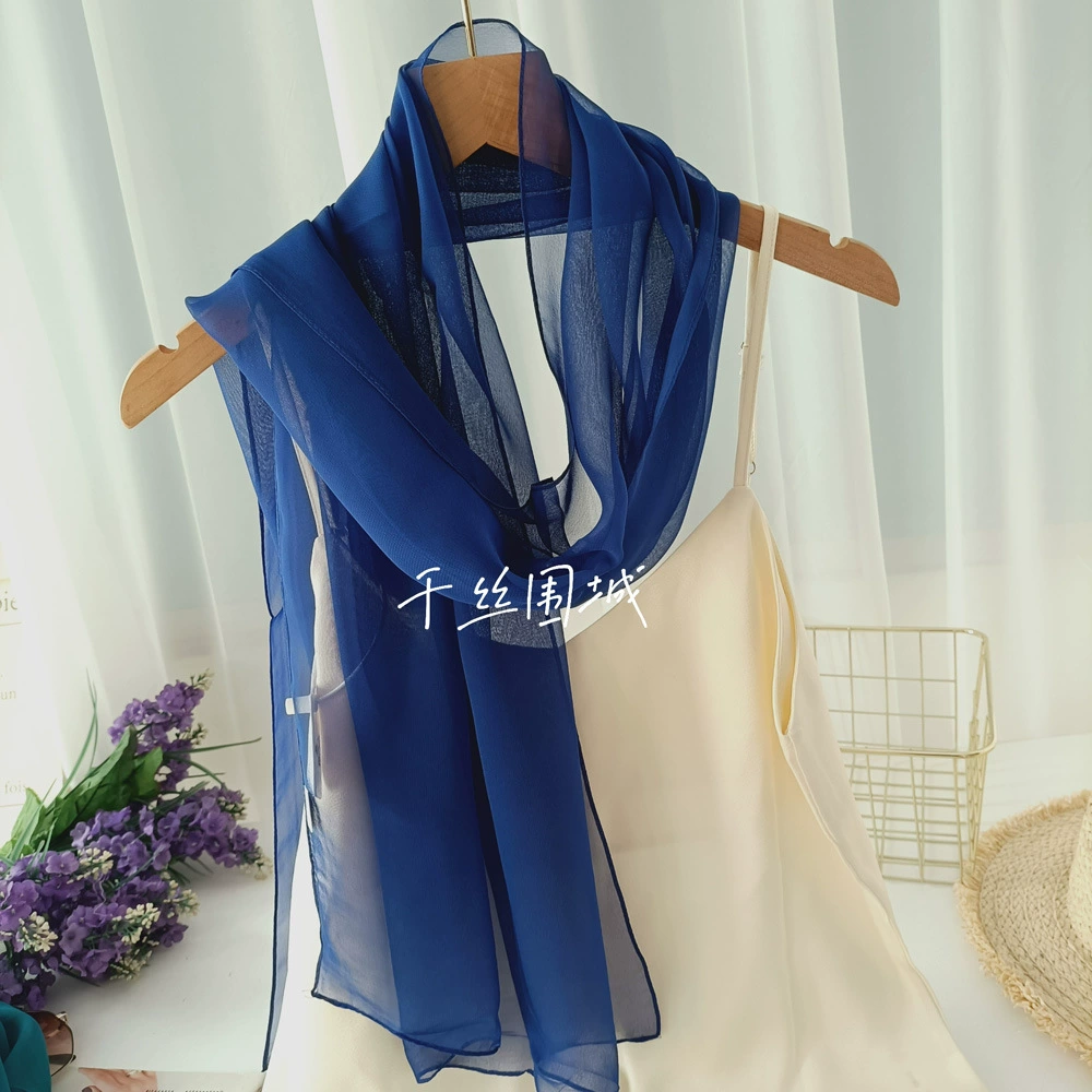 Summer Korean version of Women's Little Long Scarf Pure Color Symbol Skin Simpling Simple Dance Chiffon Red Joe Qi Qi Qi Qi Qi Qi Qiqi