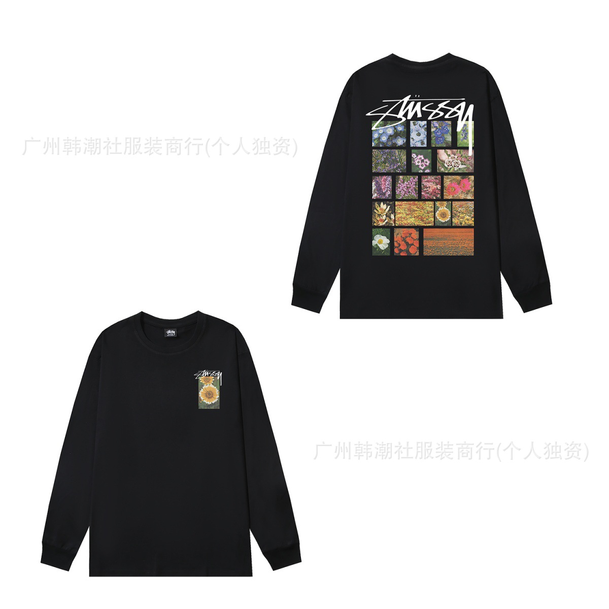 原標クロスボーダーの新型潮牌stuツアーの経典のアルファベットのプリントの丸首の長袖のtシャツは代行します。