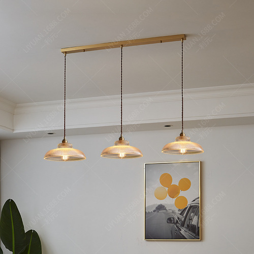 ins old Shanghai Japanese simple glass chandelier creative dining room living room bar personalized design study entrance light