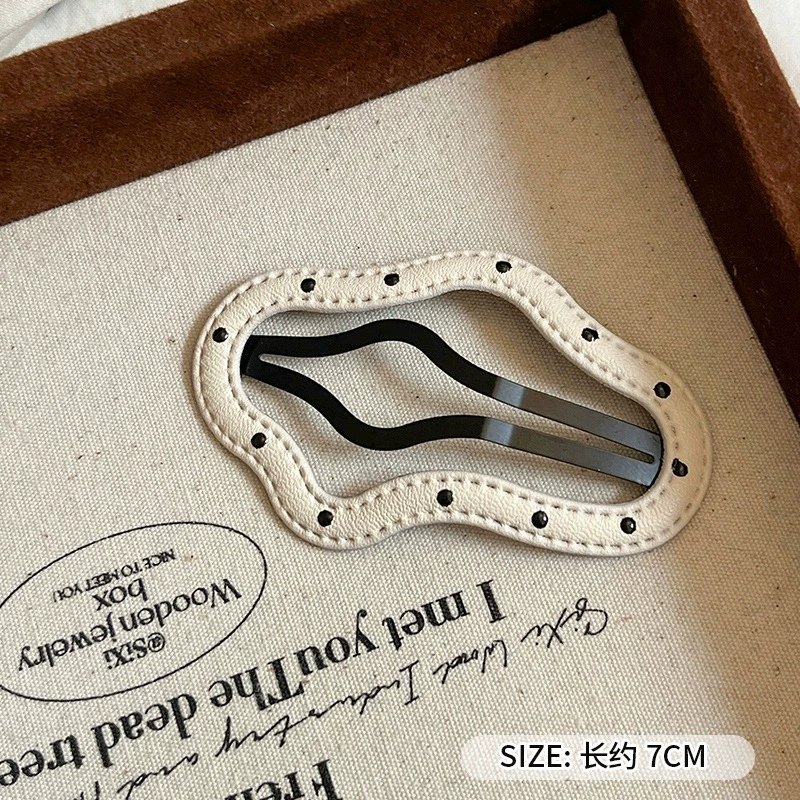 Hairgrip clip, Korean-style bangs hairpin, simple elegant faux-leather look, multi-color options