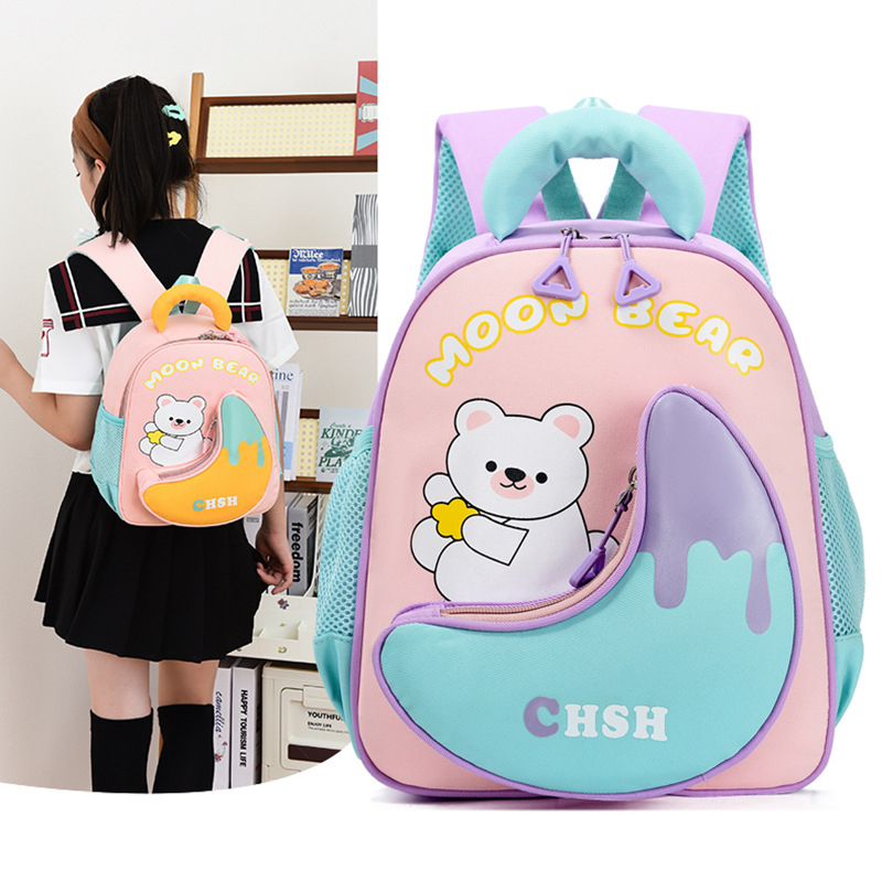 Mochila infantil de dibujos animados lindos osos niñas mochila transpirable 3 años de edad 5 años de edad preescolar mochila para niños pequeños