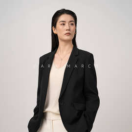 夏日小西装TH理论家二醋酯酸肌理感休闲一粒扣宽松白色西服外套女
