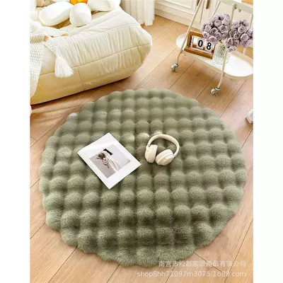 Fur Round Carpet, Lazy Single: Car Carpet - matcha-green-diameter-30cm-round