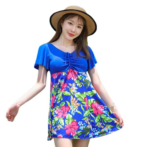 Ladies Conservative Cover-Belly Plus Size Mother Costume Swimsuit for Middle-Aged Women, Loose Hot Spring Big Size Swimsuit, Yaorushu 8903