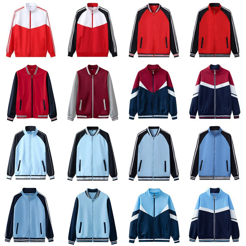 Весенняя и осенняя форма для начальной и средней школы, комплект из трех предметов, форма для спортивных соревнований для младших школьников, форма для средней школы, бордовая синяя куртка, топы