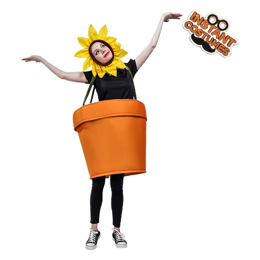 Funny girasol en maceta traje de cosplay ropa etapa traje de rendimiento traje de juego de rol traje de Mascarada