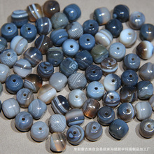 缠丝玛瑙蓝沁色光面老型散珠 diy饰品手串项链配珠主珠腰珠对珠
