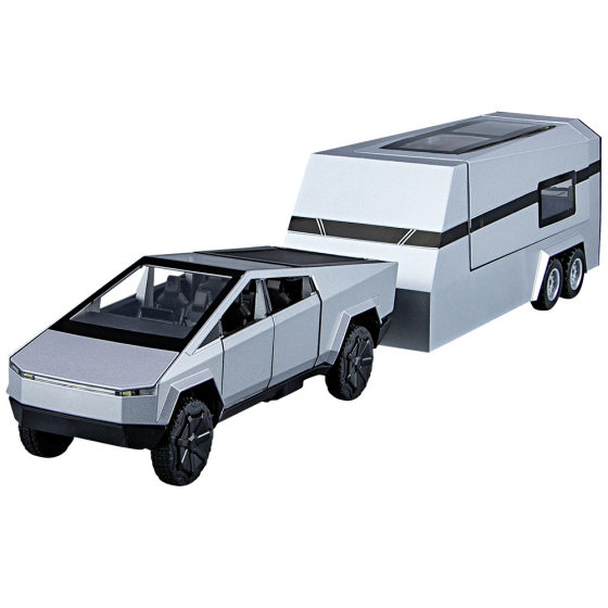 1:32 simulation Tesla pickup RV model simulation alloy sound and light toy boy gift cross-border foreign trade