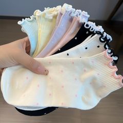 木耳边袜子女夏季薄款短袜春秋波点少女ins潮短款可爱低帮透气袜