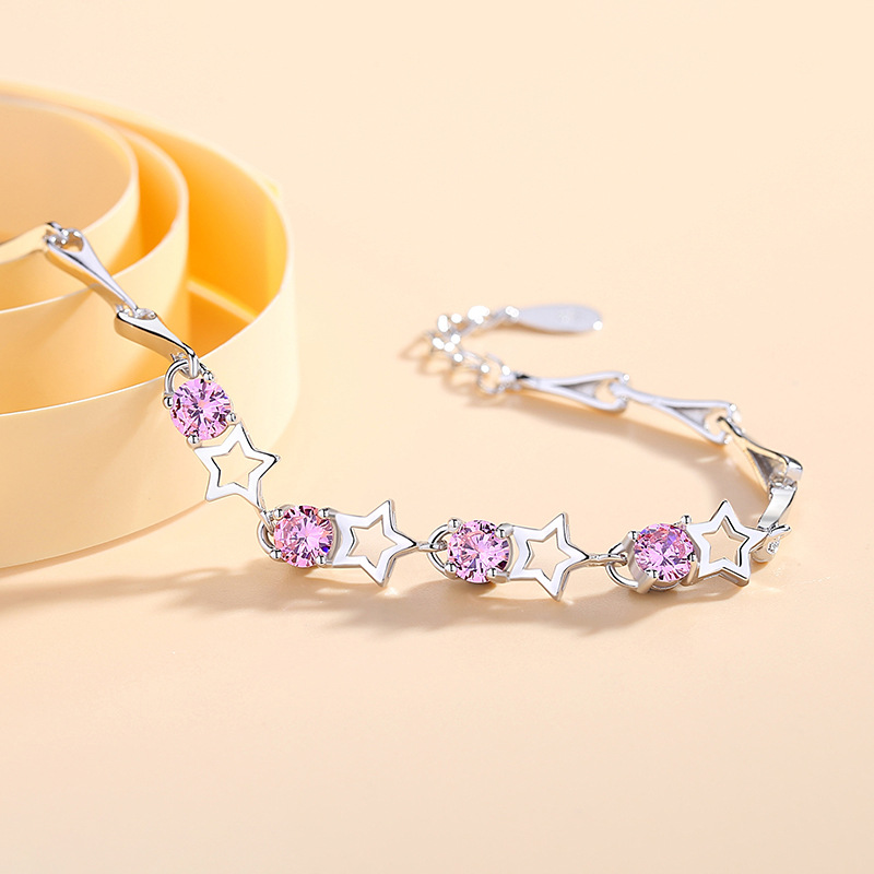 S925 plata esterlina estrella pulsera Hada estilo simple estrella pulsera japonesa y coreana incrustaciones ZIRCON pulsera mujer moda Accesorios