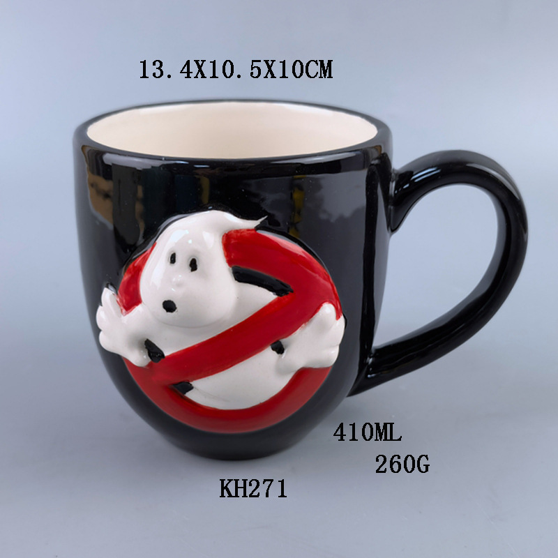 Taza de cerámica con forma de calavera, taza de café con diseño de cabeza de fantasma de Halloween, taza novedosa transfronteriza, diseño creativo