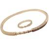 Quality bracelet, ring, set, zirconium, golden color, micro incrustation