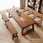 客厅大长书桌阅读学习桌学生家用书房办公桌纯实木大板书桌工作台