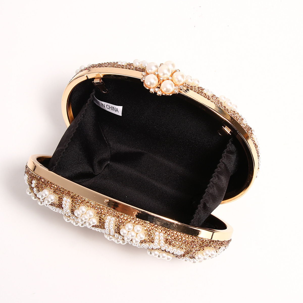 Gold Pu Leather Flower Oval Evening Bags display picture 6