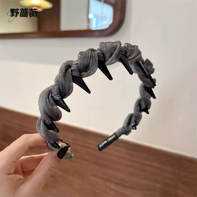 抖音网红爆款发箍网纱面带齿防滑头饰头箍气质高颅顶发饰优雅百搭|undefined