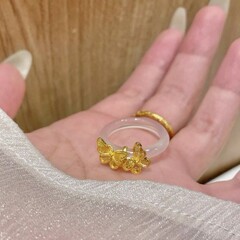 新中式花丝蝴蝶戒指超绝仿白玛瑙玉髓材质冰透显白食指佩戴超个性