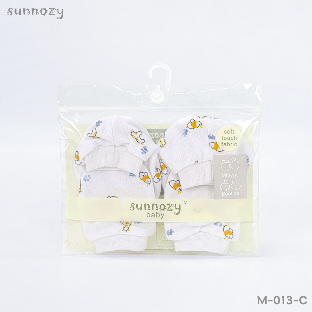 Guantes y cubrepiés protectores de algodón puro para bebés, Sunnozy, estilo europeo y americano, cálidos, antiarañazos, para manos y pies, venta al por mayor.