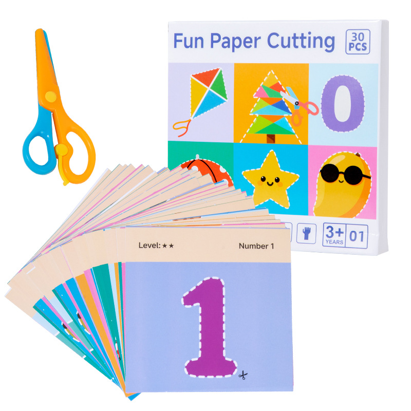 Juegos creativos transfronterizos de dibujos animados juegos de corte de papel para niños Educación temprana Puzzle Ejercicios cerebrales Manuales Coordinación Mano-Ojo