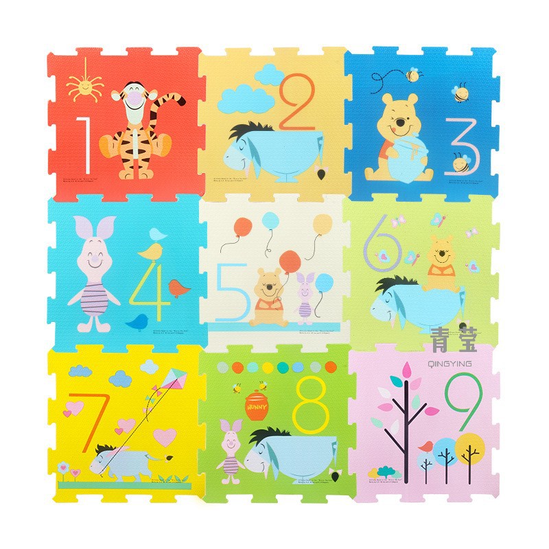宝宝爬行垫儿童拼图泡沫地垫婴儿卡通地毯9片套装拼接地板垫子
