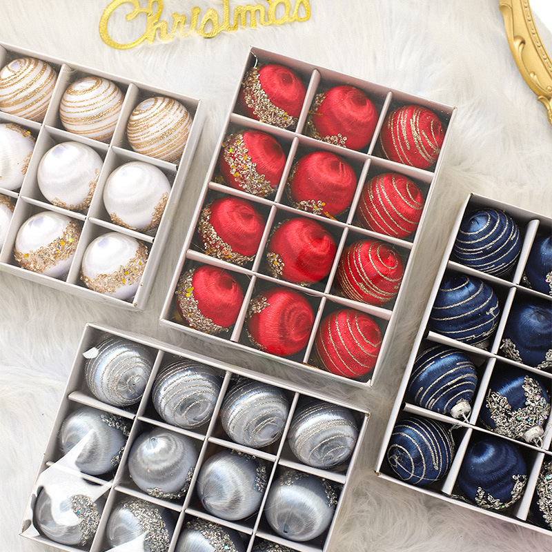 圣诞节丝线圣诞球镶钻高级圣诞树装饰球挂件商场酒店节日场景布置