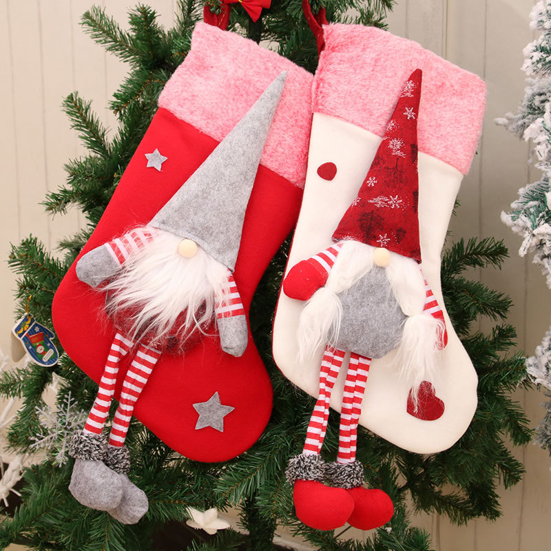 Transfronterizo nuevo con las piernas de felpa sin rostro Deep Forest viejas medias de Navidad colgante de Navidad decoraciones de Navidad