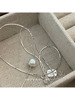 Small design minimalistic chain for key bag  from pearl, necklace, Korean style, 925 sample silver, 2022 collection