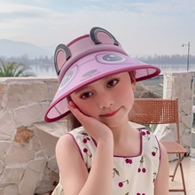 夏季新款儿童空顶帽韩版卡通防晒遮阳帽男女大檐防紫外线太阳帽子