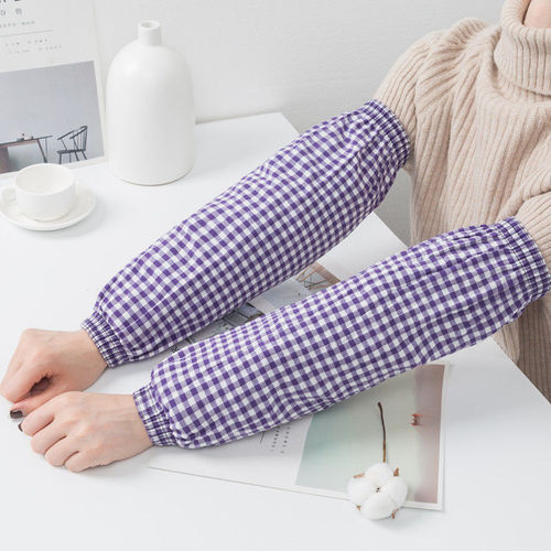 Extra long sleeves for men and women, plaid office cleaning anti-fouling sleeves, autumn and winter warm kitchen housework sleeves