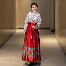 新中式红色马面裙敬酒服2024新款冬季长袖日常可穿气质优雅汉服女