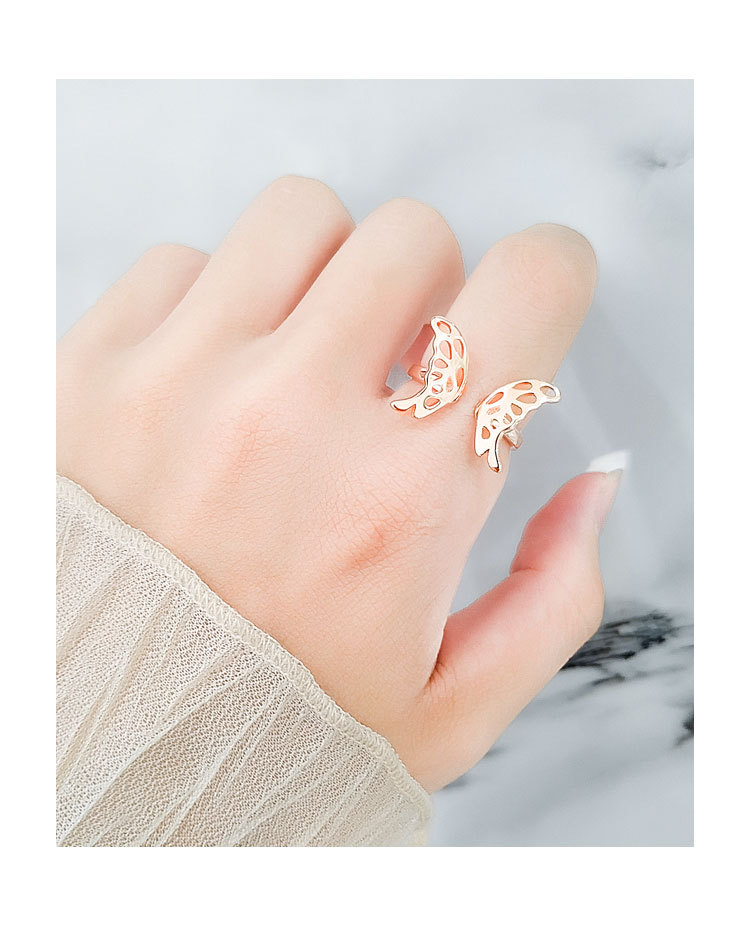 Simple Style Butterfly Copper Hollow Out Rings 1 Piece