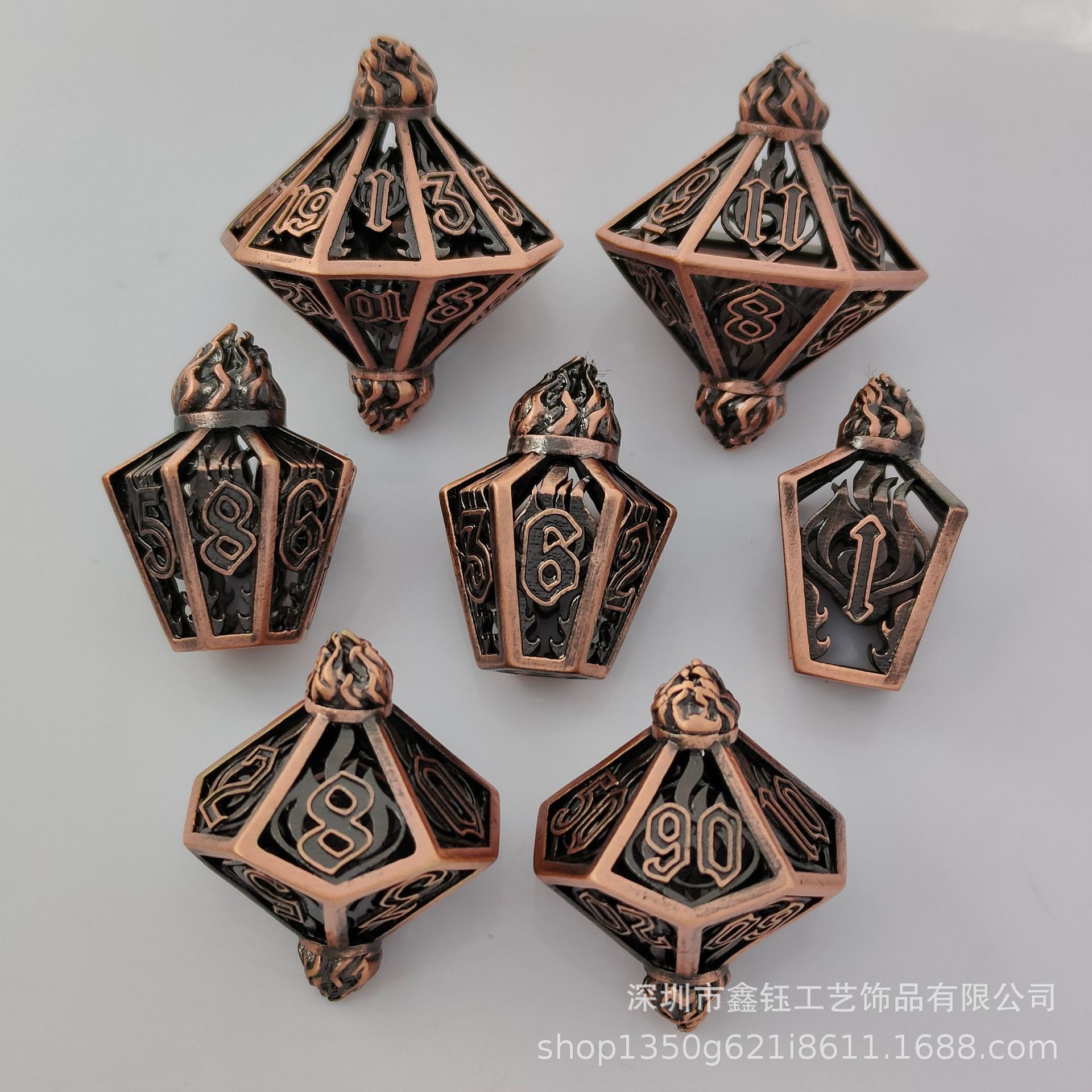 金属空心骰子DND龙与地下城TRPG多面体色子套装角色扮演桌游Dice